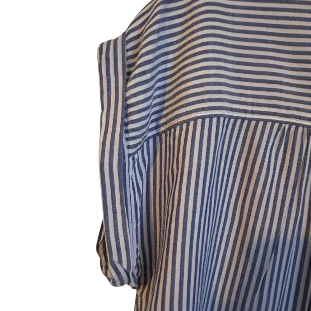 Classic Coastal Stripe Button Front Blouse | LOFT | Size Small - Picture 6 of 10